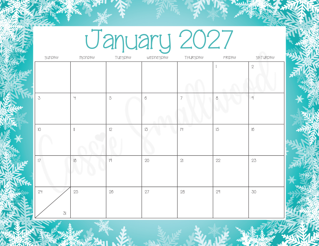 Printable 2027 Monthly Calendar