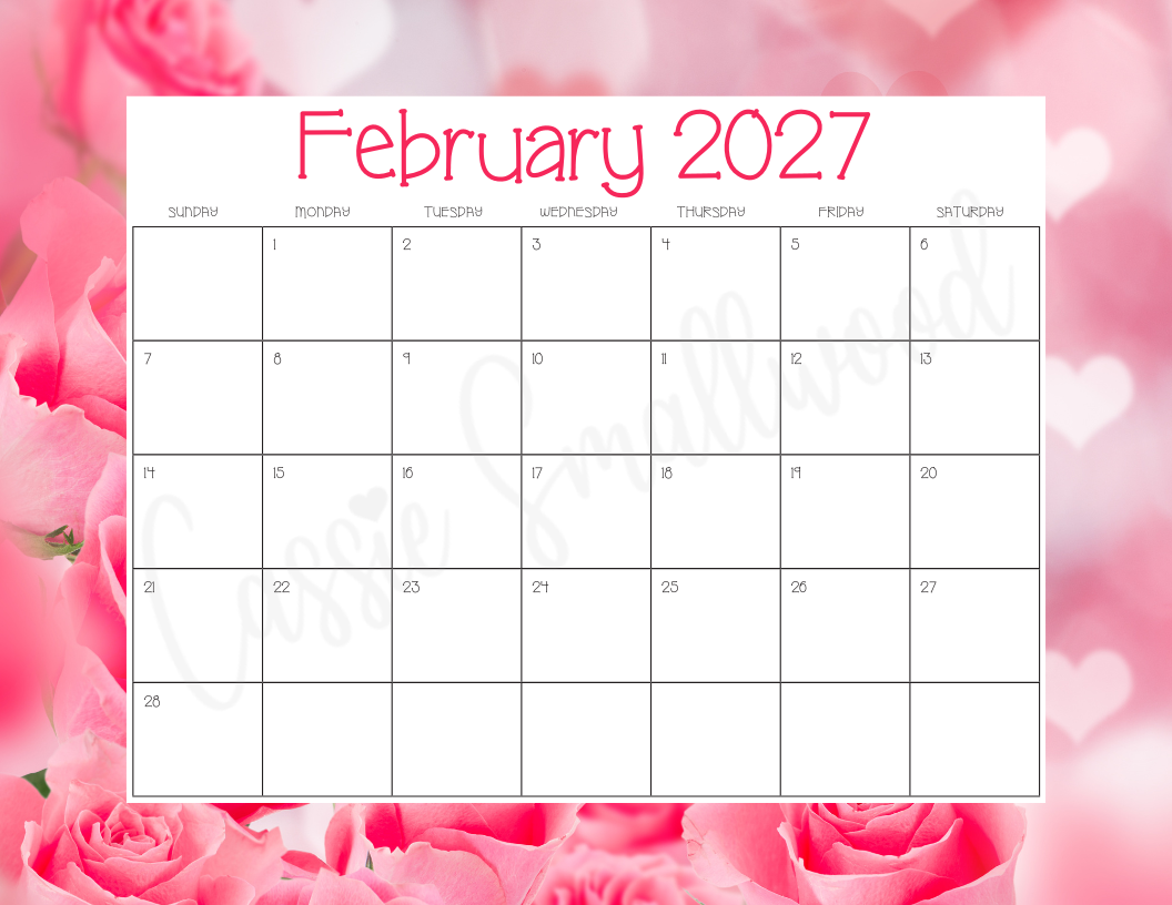Printable Monthly Calendar 2027