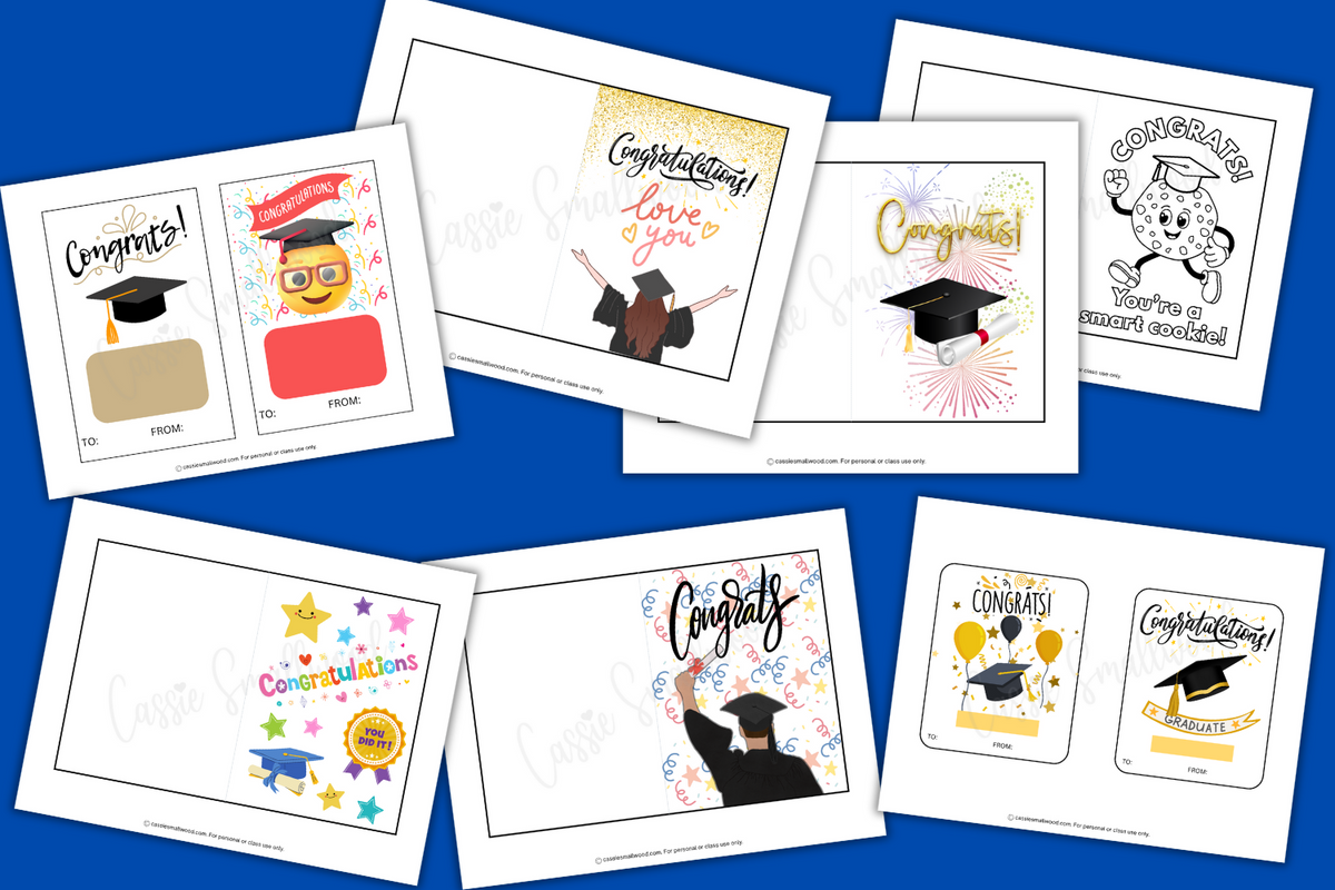 grad congrats card Printable Graduation Cards (20 Pages) – Cassie Smallwood