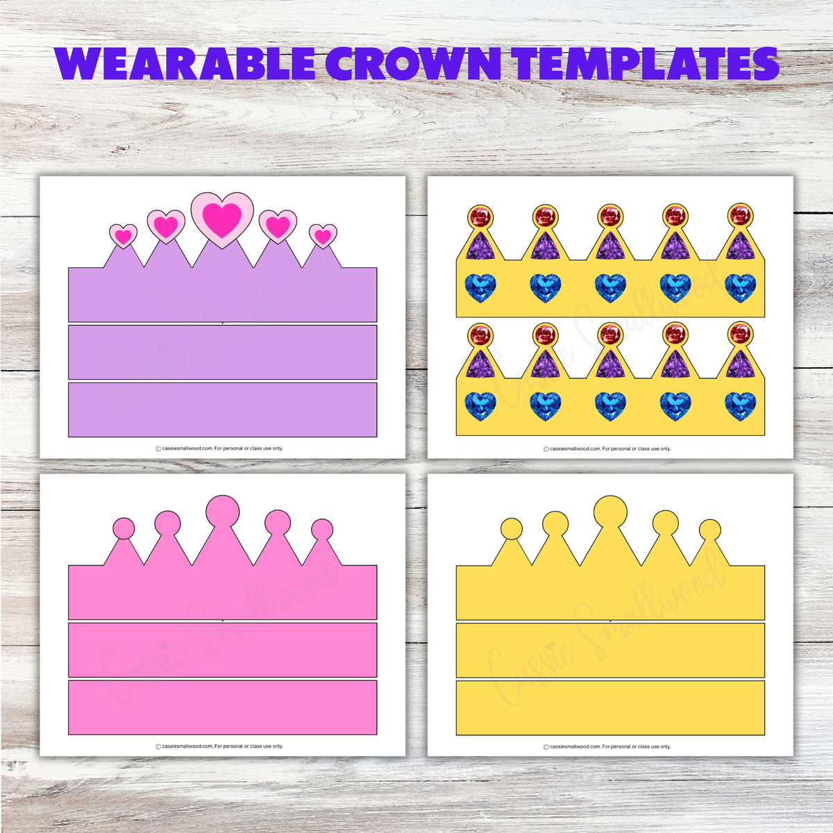 Cute Printable Crown Headband Templates (11 Pages) – Cassie Smallwood