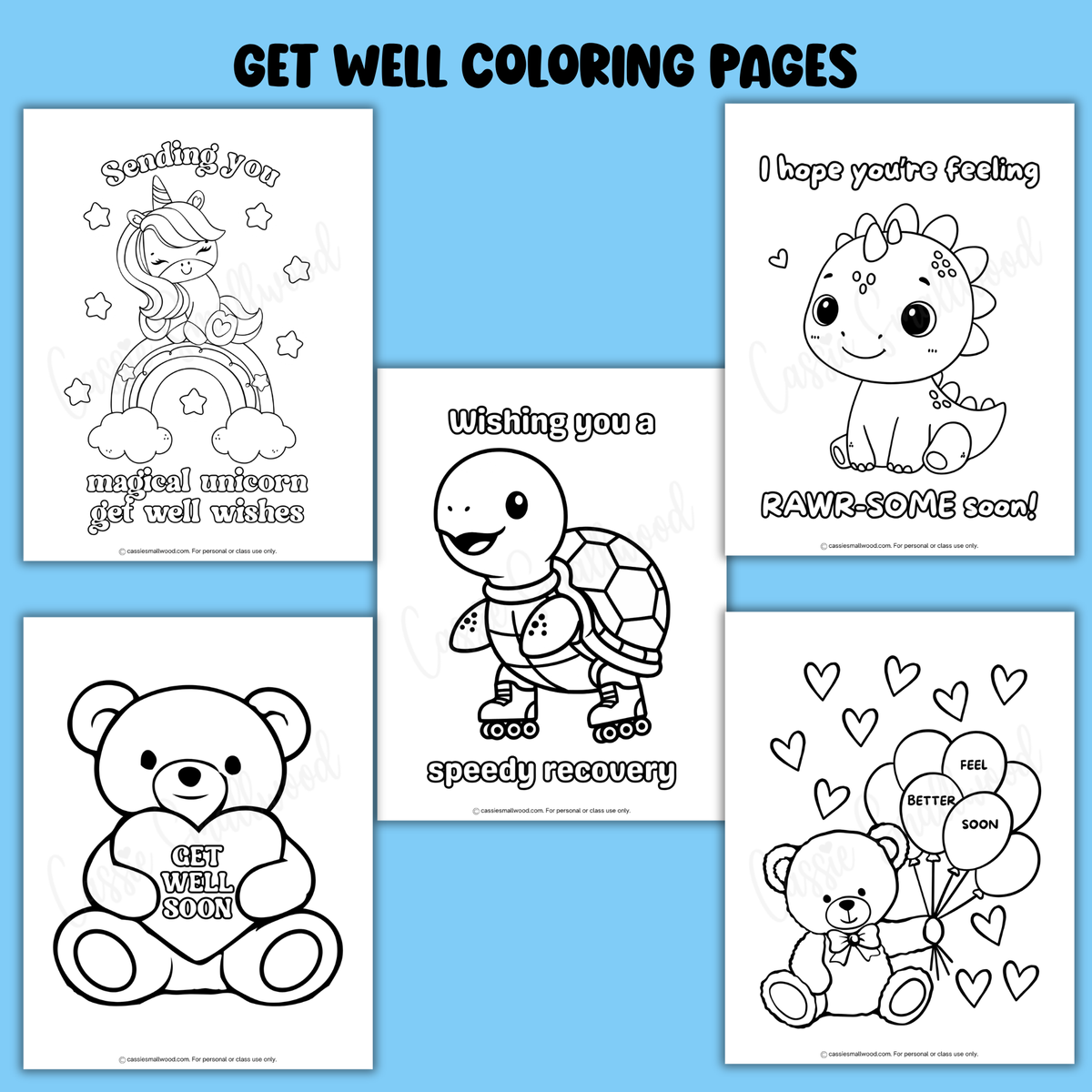 Get Well Soon Coloring Pages And Cards To Color Printable (20 Pages ...