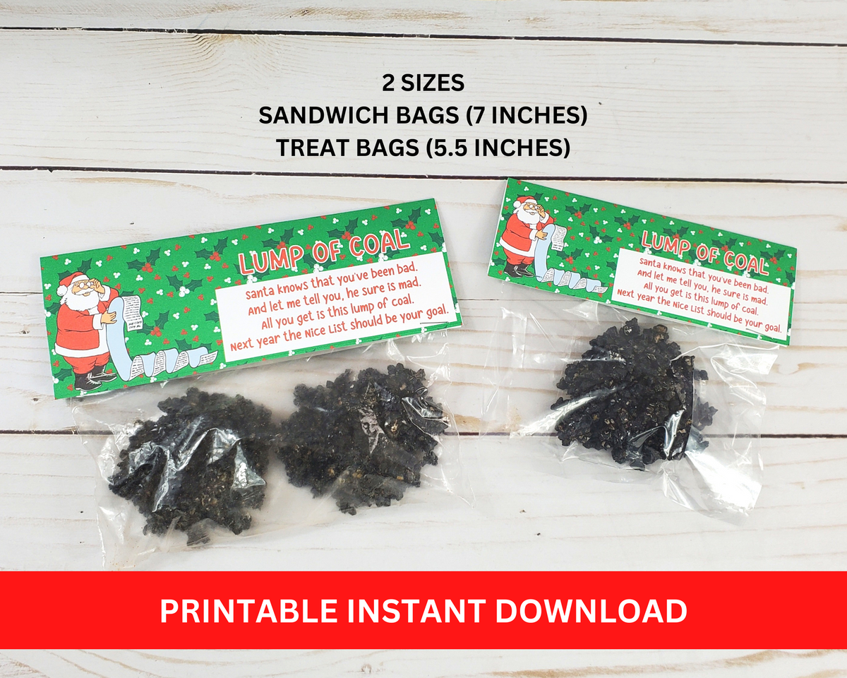 Printable Lump Of Coal Bag Toppers For Christmas Treat Bags – Cassie  Smallwood, image size:1200x960