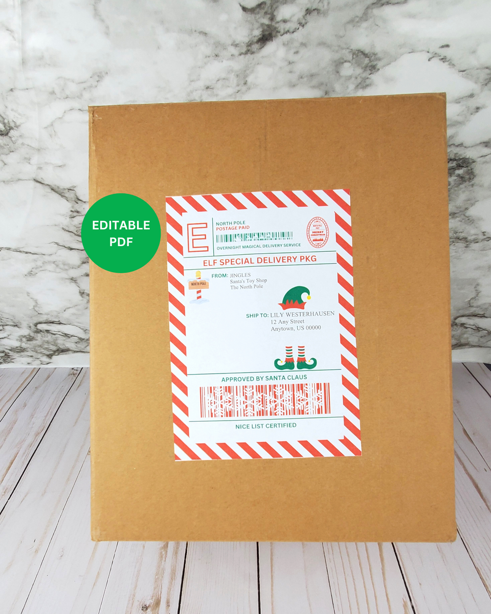 Elf Mail Shipping Labels Template  Large Printable North Pole Gift Tags