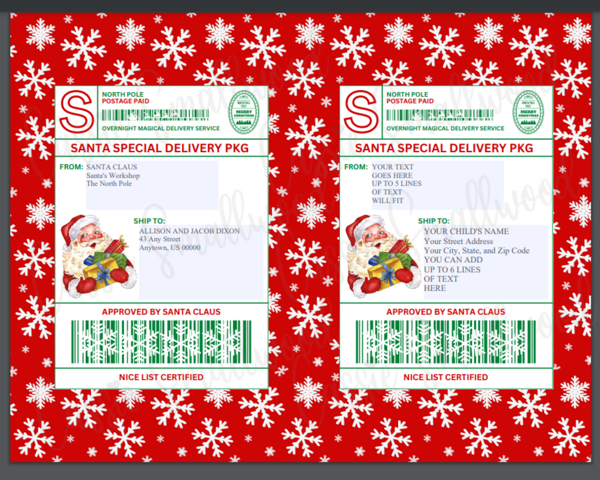 Editable North Pole Shipping Label From Santa Cassie Smallwood
