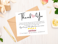Etsy shop thank you card printable, customizable template, packaging inserts, boutique thank you, lash packaging