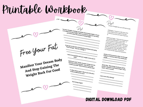 Printable Weight Loss Journal, Law Of Attraction Workbook, Weight Loss Printable Guided Journal With Prompts, Law Of Attraction Journal