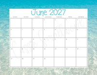 12 month printable calendar 2027 June