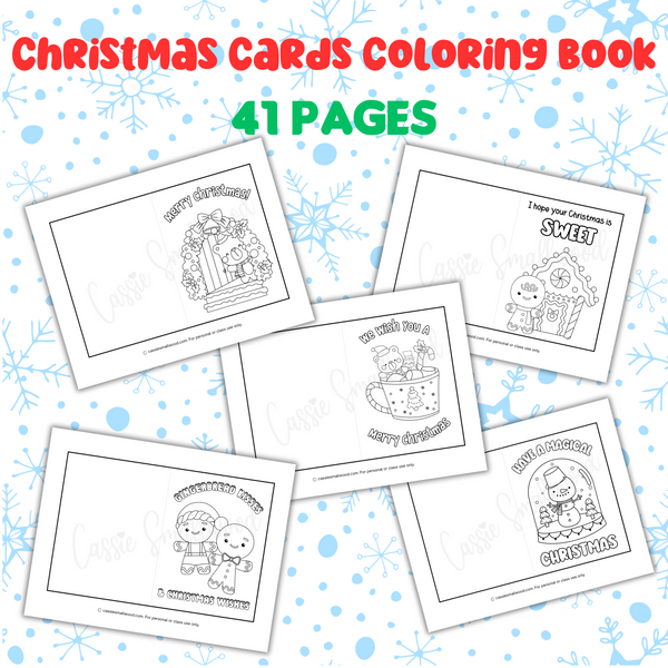 printable Christmas cards to color for kids Christmas card coloring pages pdf foldable coloring Christmas cards