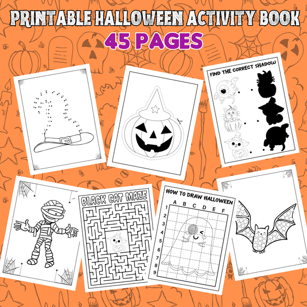 printable Halloween activity book pdf Halloween dot to dot Halloween scissor skills Halloween matching games Halloween coloring pages Halloween mazes halloween drawing Halloween dot marker