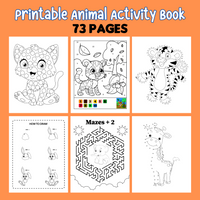 printable animal activity and coloring book, animal coloring pages, animal puzzles, animal mazes, animal color by number, animal dot to dot, animal dot marker, animal scissor skills