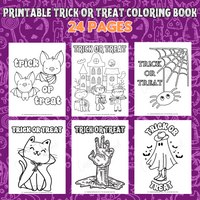 trick or treat coloring pages Halloween coloring book printable pdf spider coloring page ghost coloring sheet bat coloring pages Halloween cat coloring page