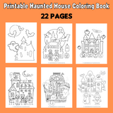 Printable Halloween coloring book for kids, haunted house coloring pages to print