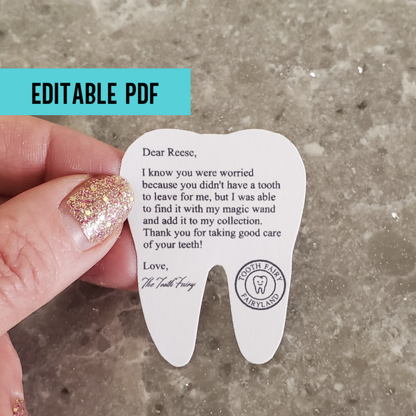 editable missing tooth letter from the tooth fairy for swallowed or misplaced tooth printable pdf