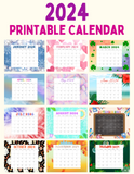 Cute printable 2024 monthly calendar to print out pdf 2024 wall calendar