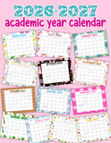 Printable 2026 2027 academic year calendar pdf, monthly school year calendar for elementary teachers classroom