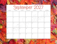 2027 calendar printable landscape September