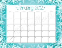 Month of January 2027 calendar printable