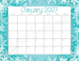 Month of January 2027 calendar printable