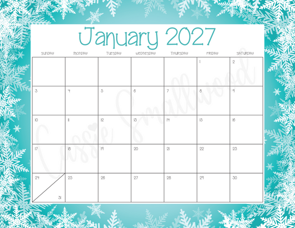 Printable 2027 Monthly Calendar – Cassie Smallwood Printable 2027 Monthly Calendar – Cassie Smallwood