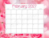 February 2027 monthly calendar printable