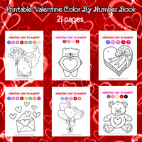 Printable Valentines day color by number pages, printable Valentine's Day coloring pages for kids
