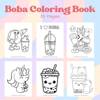 bubble tea coloring book printable, kawaii coloring pages, boba coloring sheets printable pdf