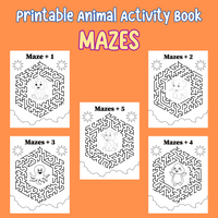 printable animal activity and coloring book, animal mazes, animal puzzles printable