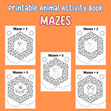 printable animal activity and coloring book, animal mazes, animal puzzles printable