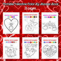Printable Valentines Color By Number Valentine's Day activity sheets