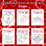 Printable Valentines Color By Number Valentine's Day activity sheets