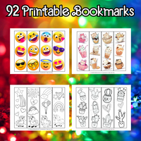 cute printable bookmarks for kids, emoji bookmarks, cat bookmarks, unicorn bookmarks to color, cactus coloring bookmarks to print