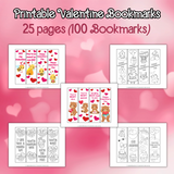 printable Valentine's Day bookmarks, coloring Valentine bookmarks, bee bookmarks, pig bookmarks, teddy bear bookmarks, waffle bookmarks, cat bookmarks