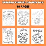 Pumpkin coloring book printable pumpkin coloring pages jack o lantern coloring sheets Halloween coloring pages fall coloring book