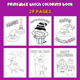 witch coloring book for kids printable Halloween coloring sheets, witch coloring pages cute