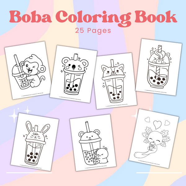 Printable Boba Coloring Book (25 Pages) Cassie Smallwood