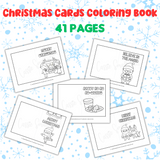 Printable Christmas cards to color Foldable Christmas coloring cards for students