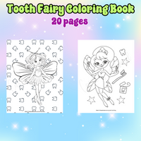 instant download tooth fairy coloring book, printable tooth fairy coloring pages, last minute tooth fairy idea tooth fairy forgot
