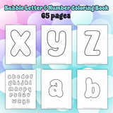uppercase and lowercase bubble letters coloring pages printable pdf