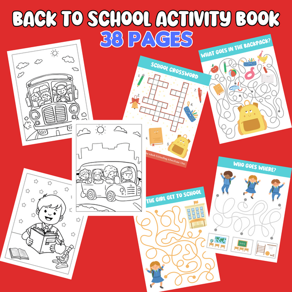 back to school activity book back to school coloring book back to school crossword back to school mazes first day of school worksheets printable pdf