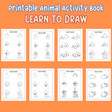 how to draw animals, learn to draw animals, animal activity book, animal coloring book