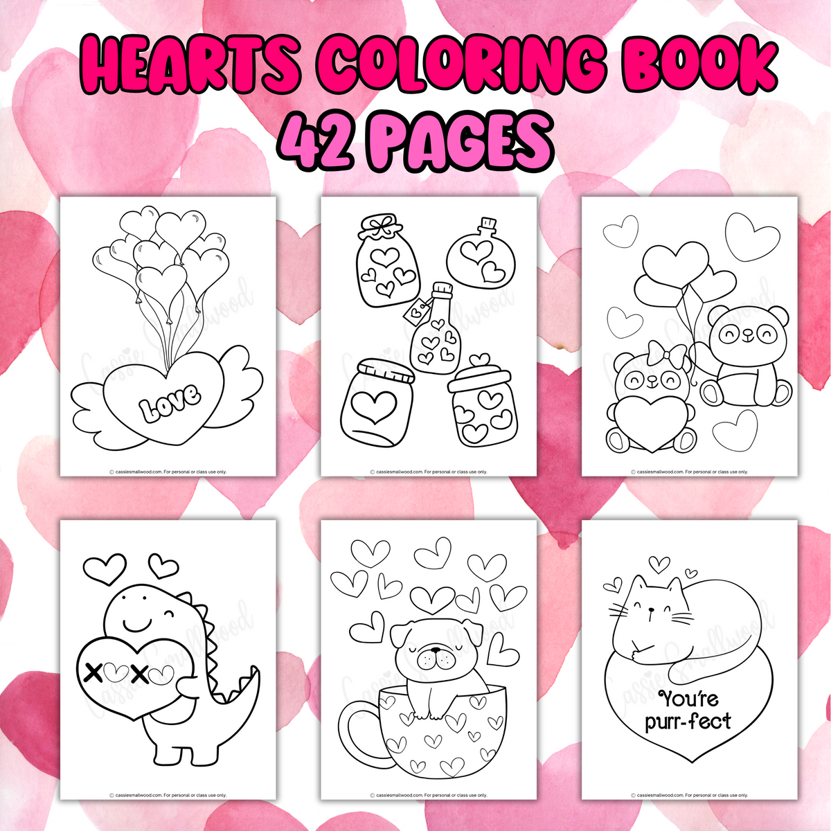 Printable Heart Coloring Book (42 Pages) – Cassie Smallwood