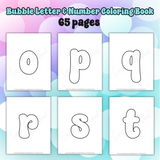 bubble numbers and letters coloring book printable pdf