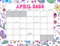 April 2026 calendar with holidays printable pdf, cute 2026 wall calendar horizontal template printable