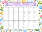 printable April 2029 calendar pdf, cute monthly calendar 2029 downloadable pdf, horizontal wall calendar 2029, landscape 2029 calendar
