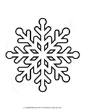 Black snowflake outline on a white background