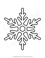 Black snowflake outline on a white background