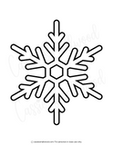 Black snowflake outline on a white background