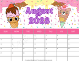 Printable August 2028 calendar pdf, cute 2028 printable calendar aesthetic horizontal