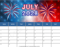 July 2028 calendar printable pdf, cute 2028 printable calendar landscape Sunday start