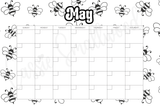 blank May coloring calendar printable pdf, blank monthly calendar template, black and white blank calendar downloadable